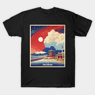 Incheon South Korea Starry Night Travel Tourism Retro Vintage T-Shirt